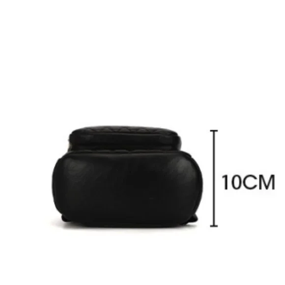 Quilted Mini Backpack Black Faux Leather Travel - Picture 7 of 8